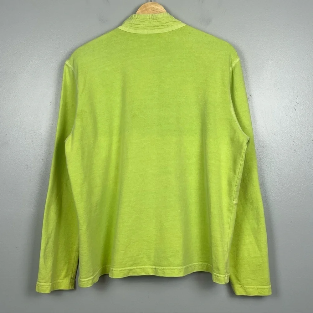 Fresh Priduce lime green mandarin collar zip front lightweight jacket, large.